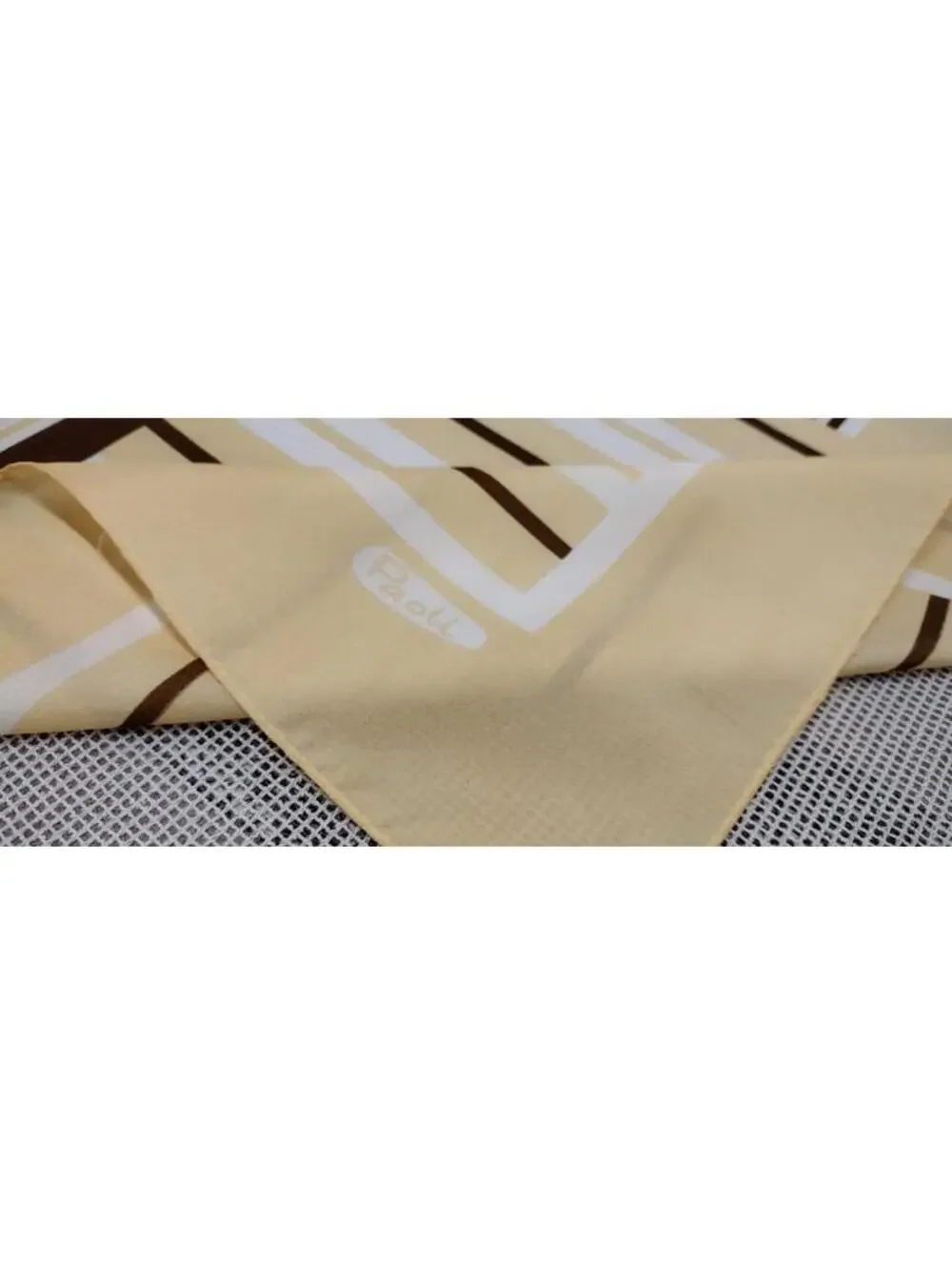 Vintage Paoli Scarf Canary Brown Stripes Mid Century Polyester MADE IN JAPAN MCM